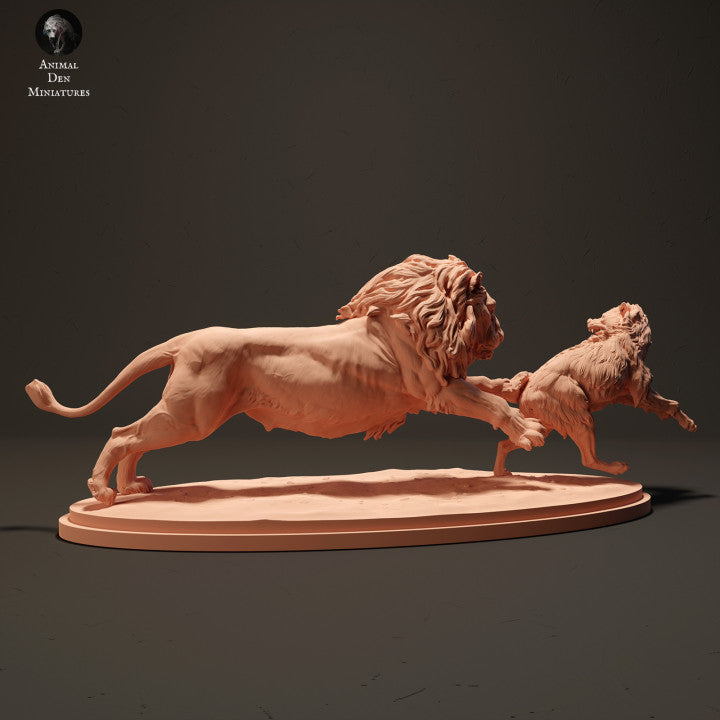 Product photo Animal Figure Diorama, Model Building: 0: Lion hunting Hyena: Animals from Africa