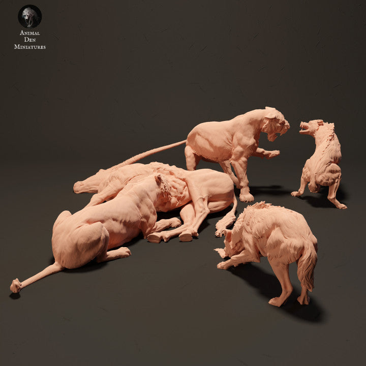 Product photo Animal Figure Diorama, Model Building: 0: Lions on Antelope Carcass besieged by Hyenas: Animals from Africa