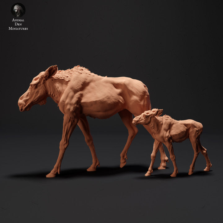 Product photo Animal Figure Diorama, Model Building: 0: Moose with Calf: Northern Animals