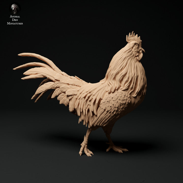 Product photo animal figure diorama, model building: 0: Farm animal figures: 2 roosters - running and crowing
