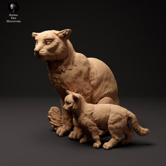 Product photo Animal Figure Diorama, Model Building: 0: Scottish Wildcat sitting with cub: Animals from Northern Europe