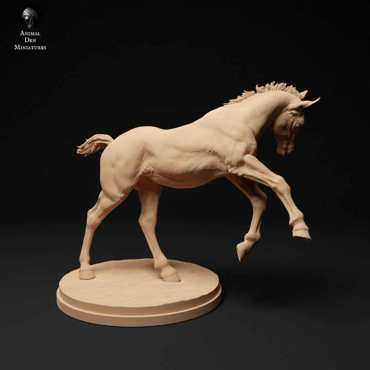 Product photo Animal Figure Diorama, Model Building: 0: Farm Animal Figure: 2 Foals - running and lying horse