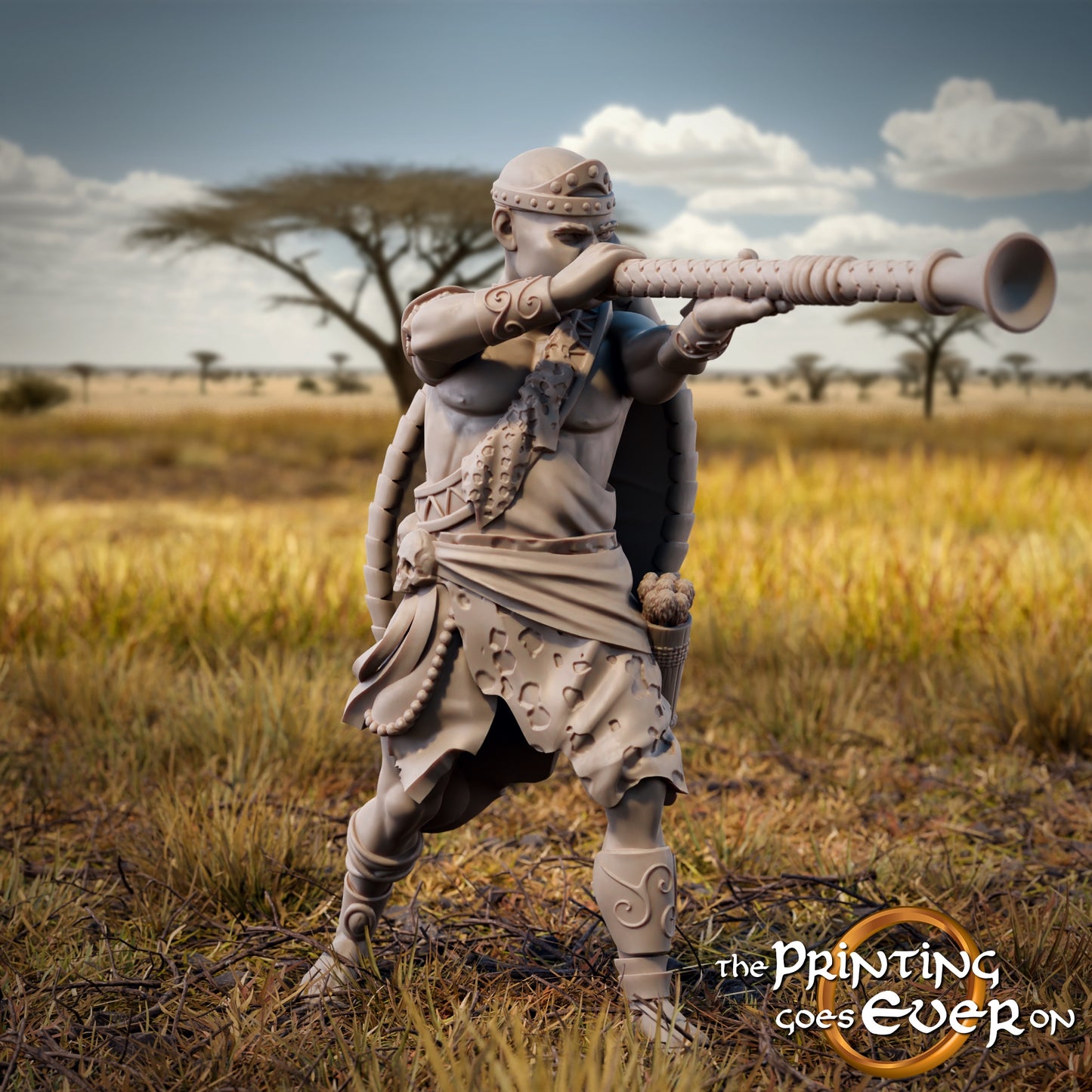Product photo Tabletop 28mm The Printing Goes Ever On (TPGEO) 0: Warrior of the Savanna: Proud Native Tribe with Chief