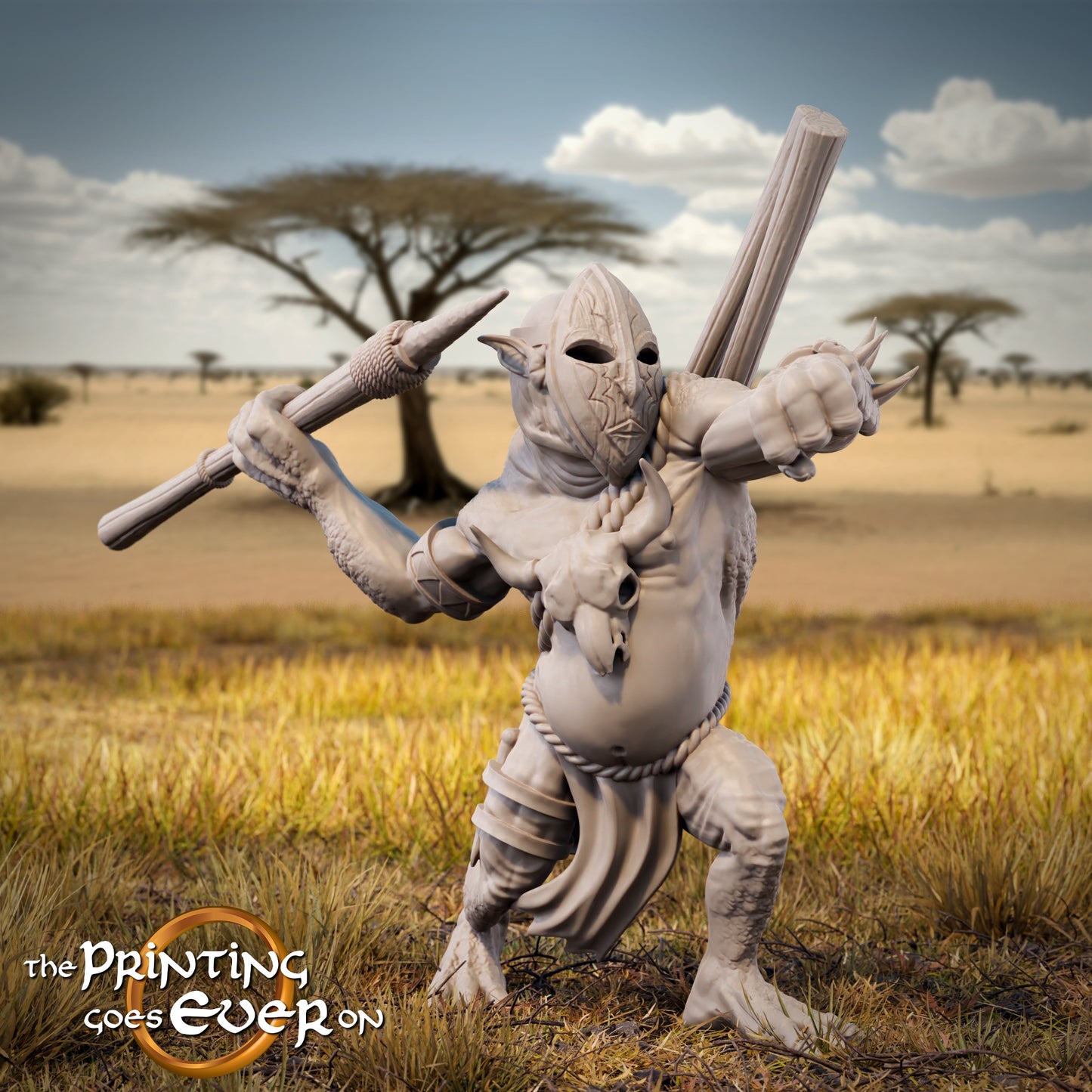 Product photo Tabletop 28mm The Printing Goes Ever On (TPGEO) 0: Brutal Half-Trolls: Looting Pack of Dangerous Beasts