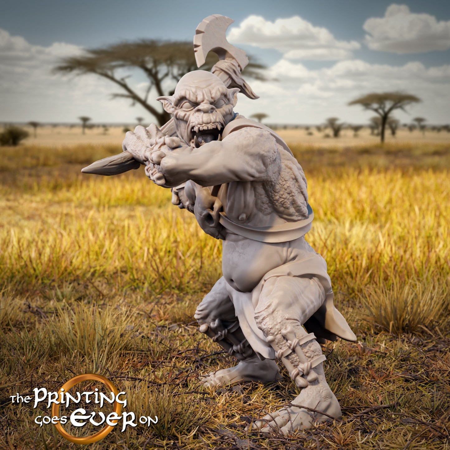 Product photo Tabletop 28mm The Printing Goes Ever On (TPGEO) 0: Brutal Half-Trolls: Looting Pack of Dangerous Beasts