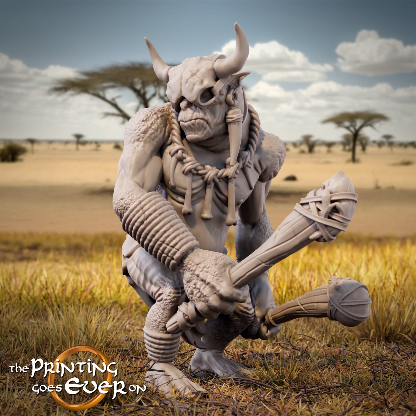 Product photo Tabletop 28mm The Printing Goes Ever On (TPGEO) 0: Brutal Half-Trolls: Looting Pack of Dangerous Beasts