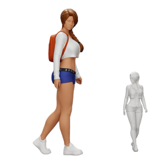 Product photo 0: Sexy girl in shorts, mini shirt, and backpack (Ref No. A0)
