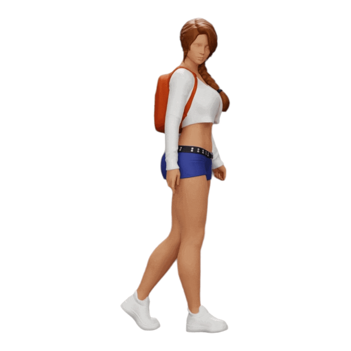 Miniature Figure: Sexy Girl, in Shorts, Mini Shirt and Backpack (No. a0)