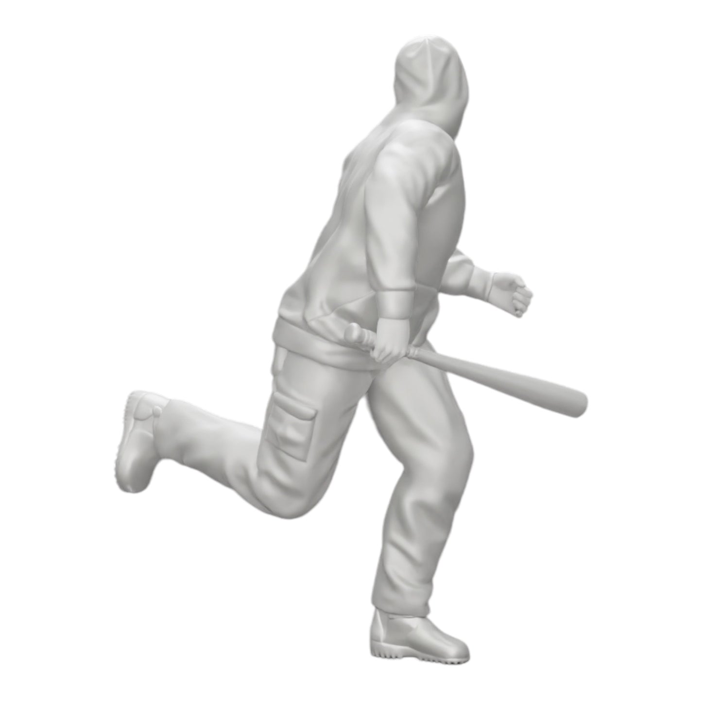 Diorama model building product photo 0: Gangster in hoodie with baseball bat on the run (Ref No. A1)