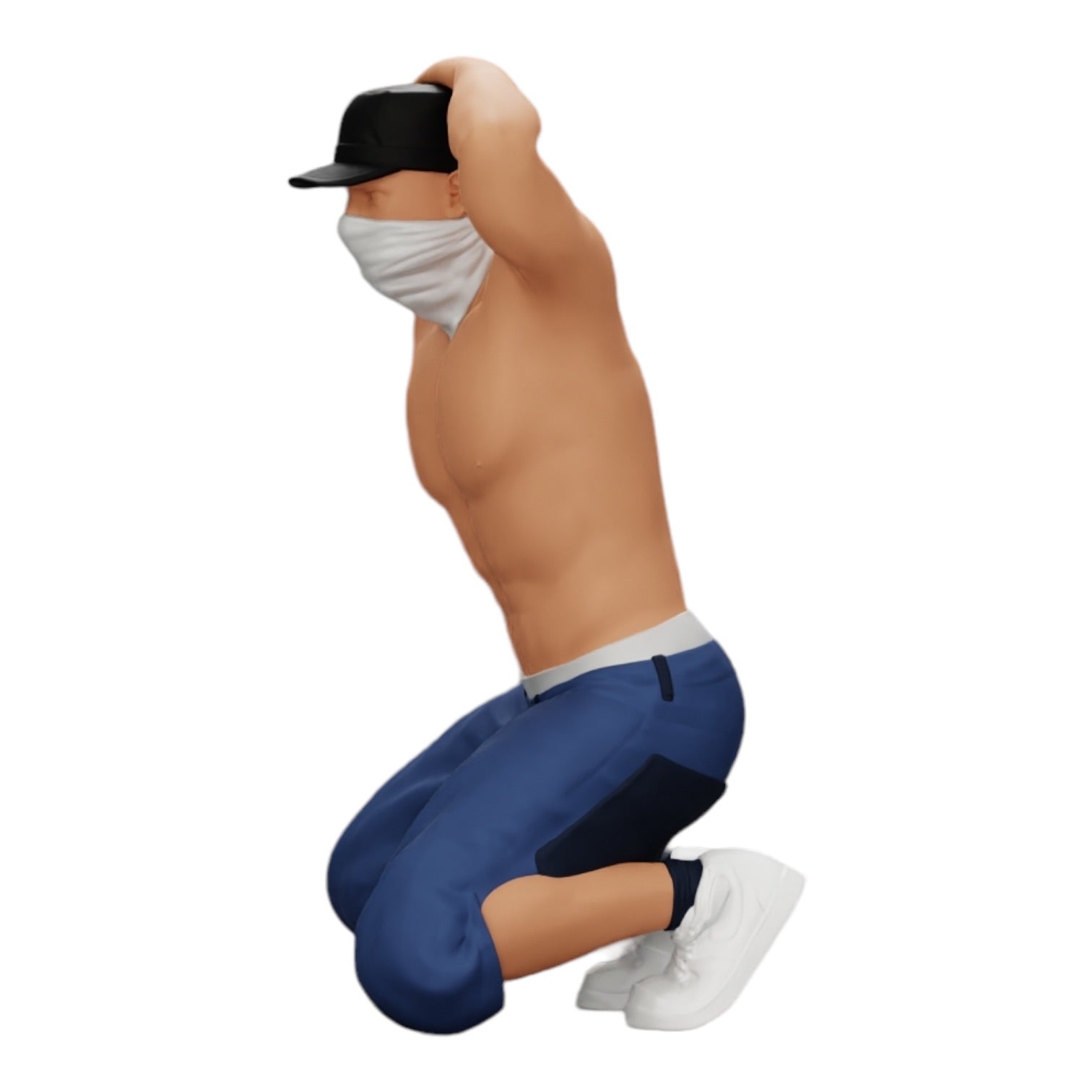 Diorama model building product photo 0: Gangster with mask and hat before arrest (Ref No. A2)