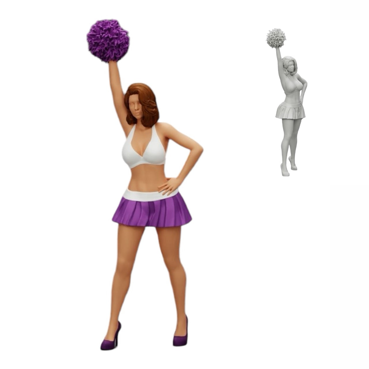 Diorama model building product photo 0: Young girl/ cheerleader with pom poms cheering (Ref No. A3)