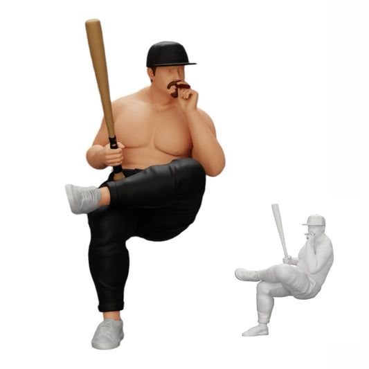 Diorama model building product photo 0: Sitting gangster with hat and baseball bat smoking (Ref No. A4)