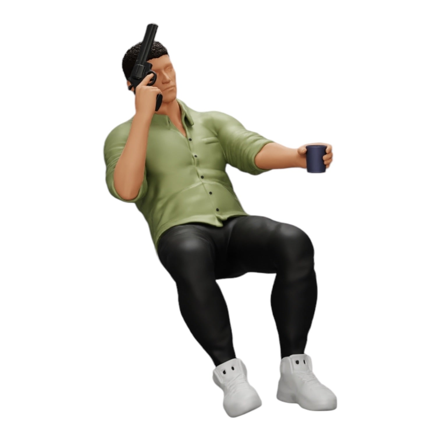 Diorama model building product photo 0: Sitting gangster with a glass of whiskey and a weapon at the poker table (Ref No. A5)