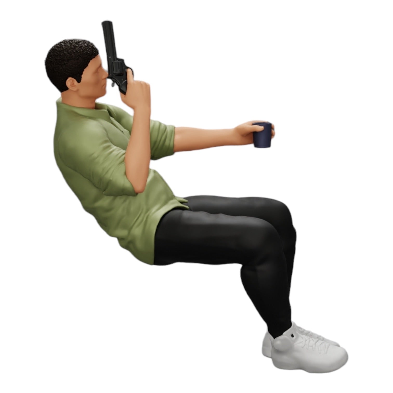 Diorama model building product photo 0: Sitting gangster with a glass of whiskey and a weapon at the poker table (Ref No. A5)