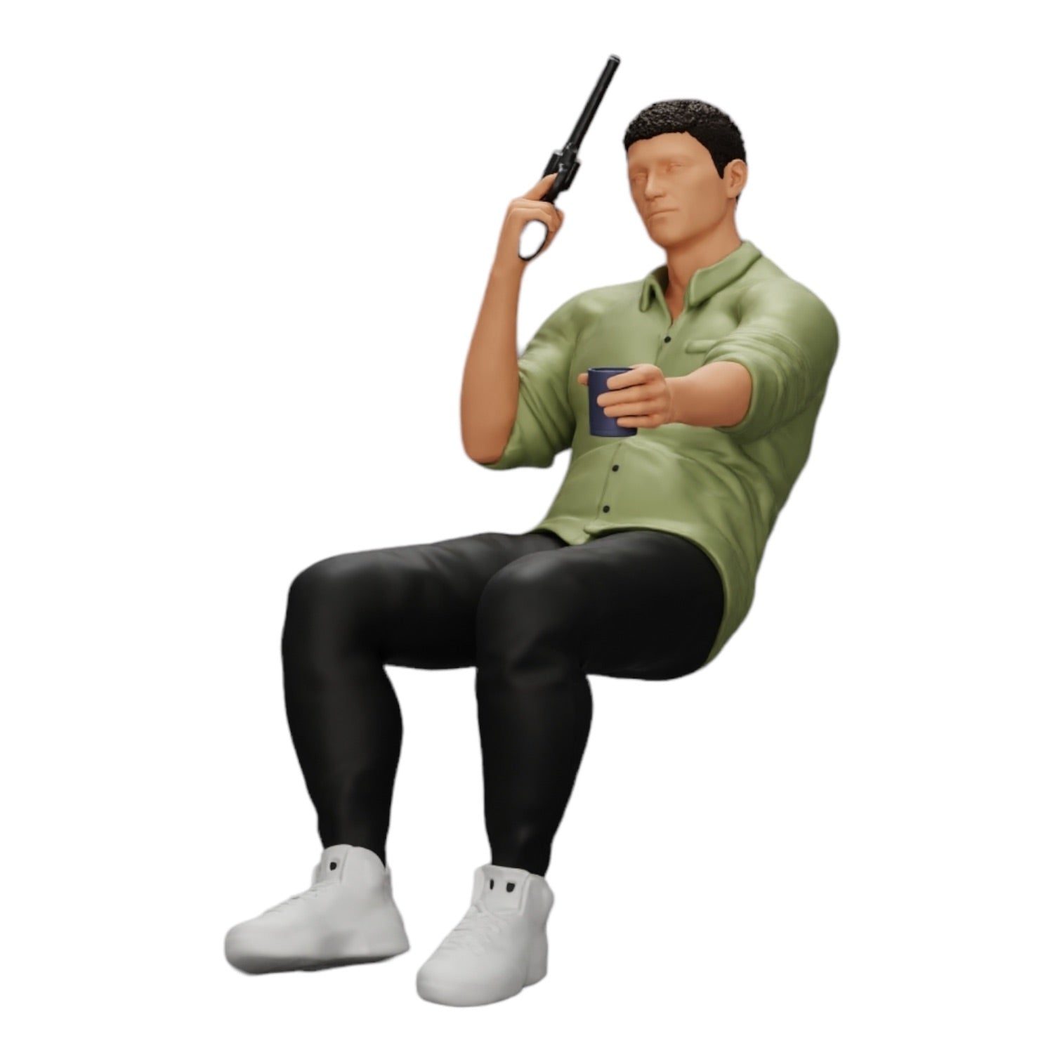 Diorama model building product photo 0: Sitting gangster with a glass of whiskey and a weapon at the poker table (Ref No. A5)