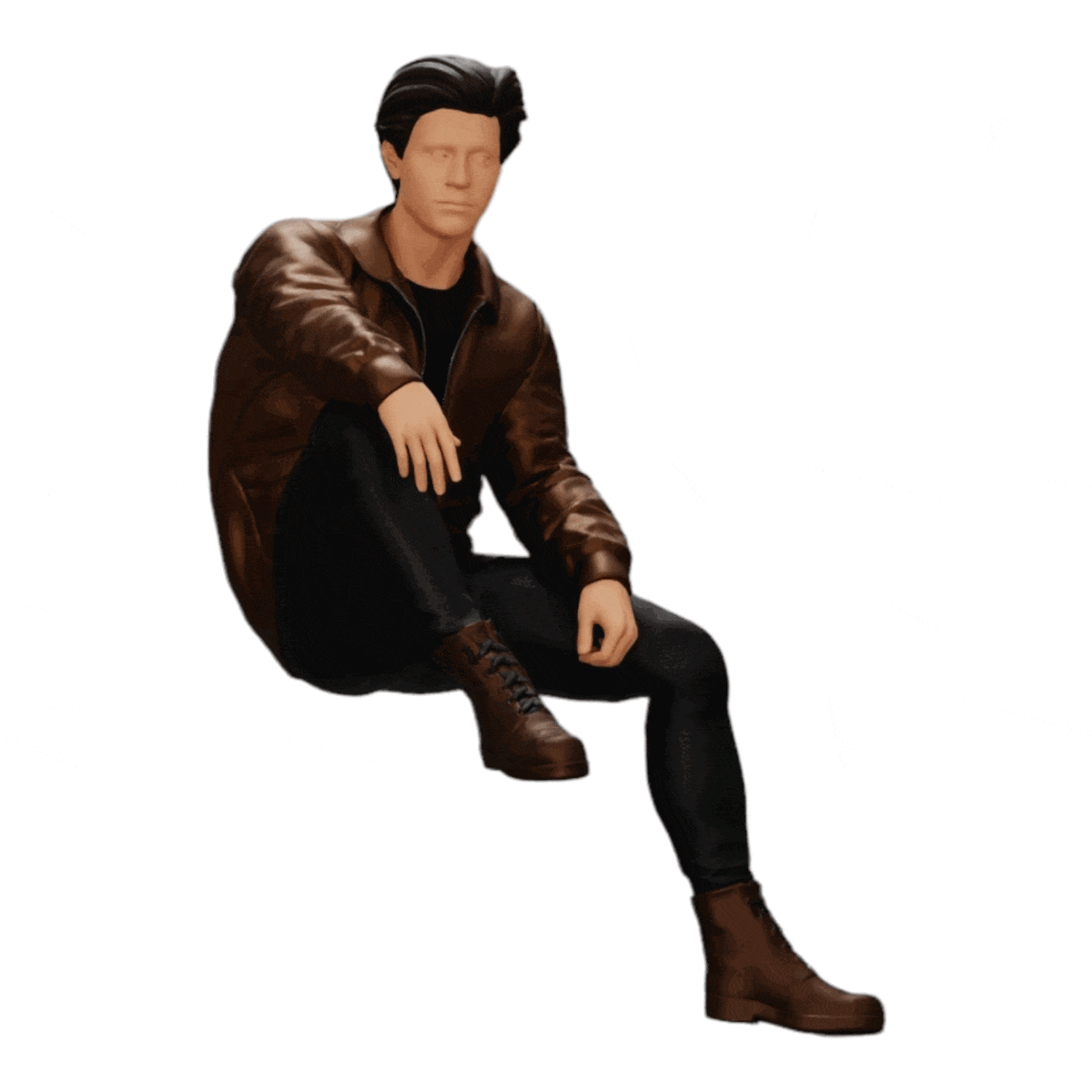 Diorama model building product photo 0: Attractive, dreamy young man in a leather jacket sitting (Ref No. A7)