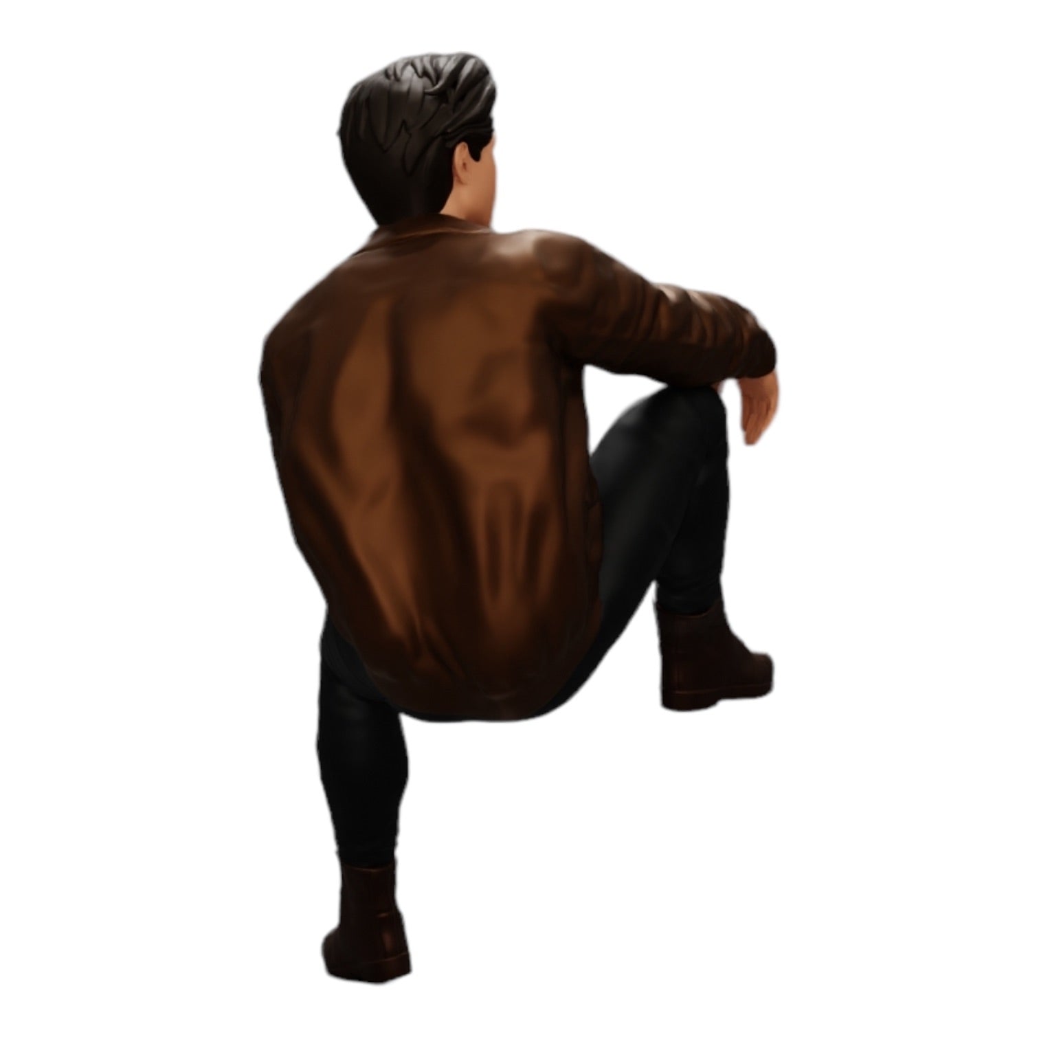 Diorama model building product photo 0: Attractive, dreamy young man in a leather jacket sitting (Ref No. A7)