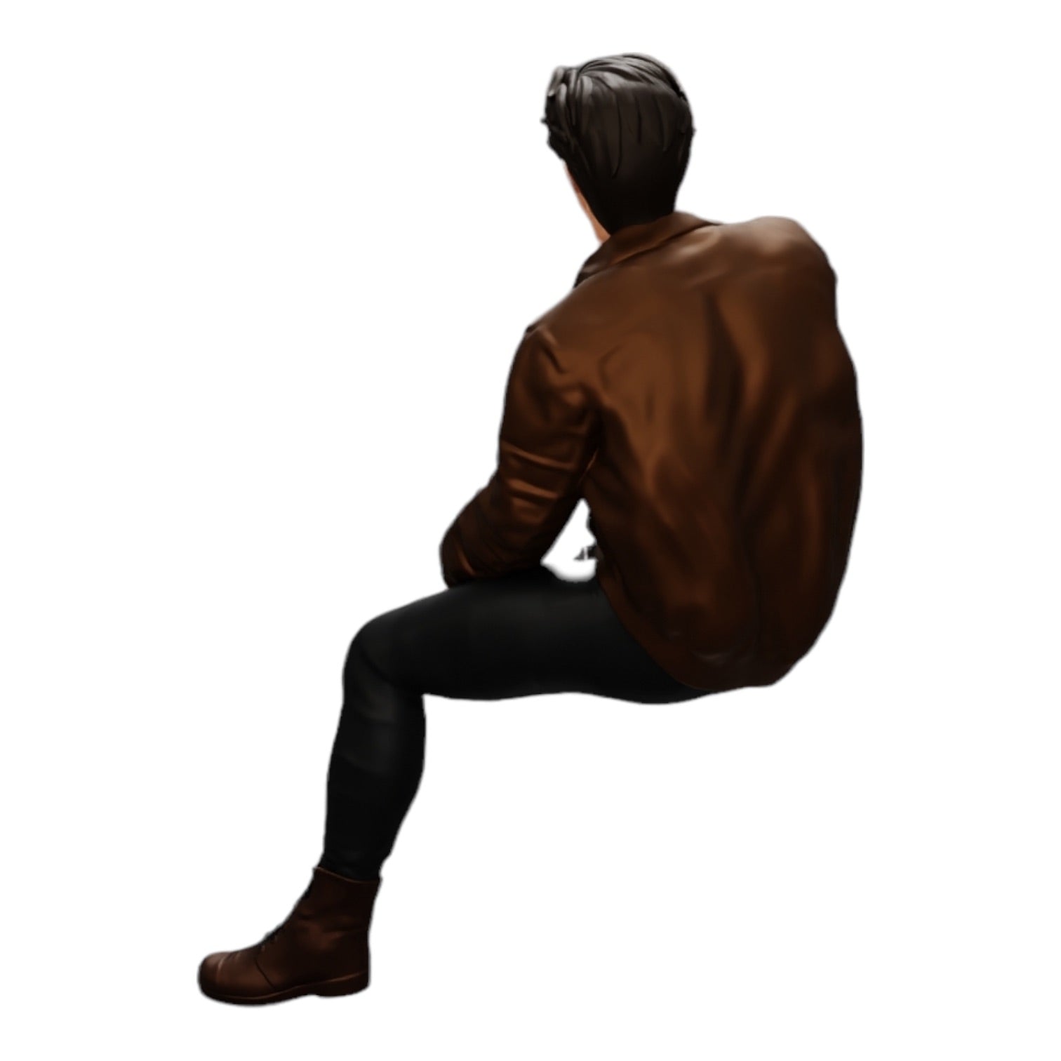 Diorama model building product photo 0: Attractive, dreamy young man in a leather jacket sitting (Ref No. A7)