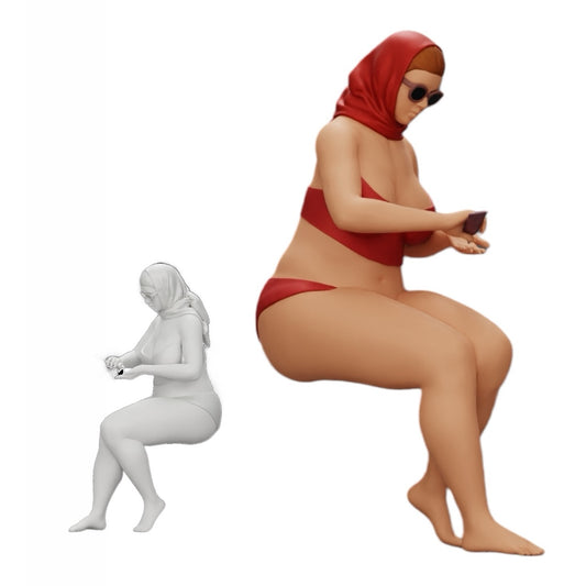 Diorama model building product photo 0: Sexy woman in bikini and sunglasses with sunscreen at the beach (Ref No. A9)