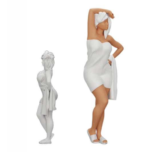 Diorama model building product photo 0: Sexy woman after shower with bathrobe and towel (Ref No. A10)