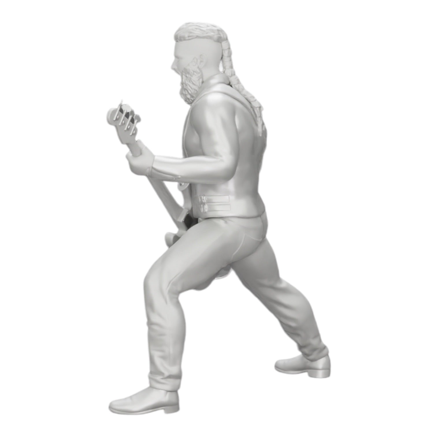 Diorama model building product photo 0: Rockstar playing bass guitar in a leather jacket with long hair and beard (Ref No. A12)