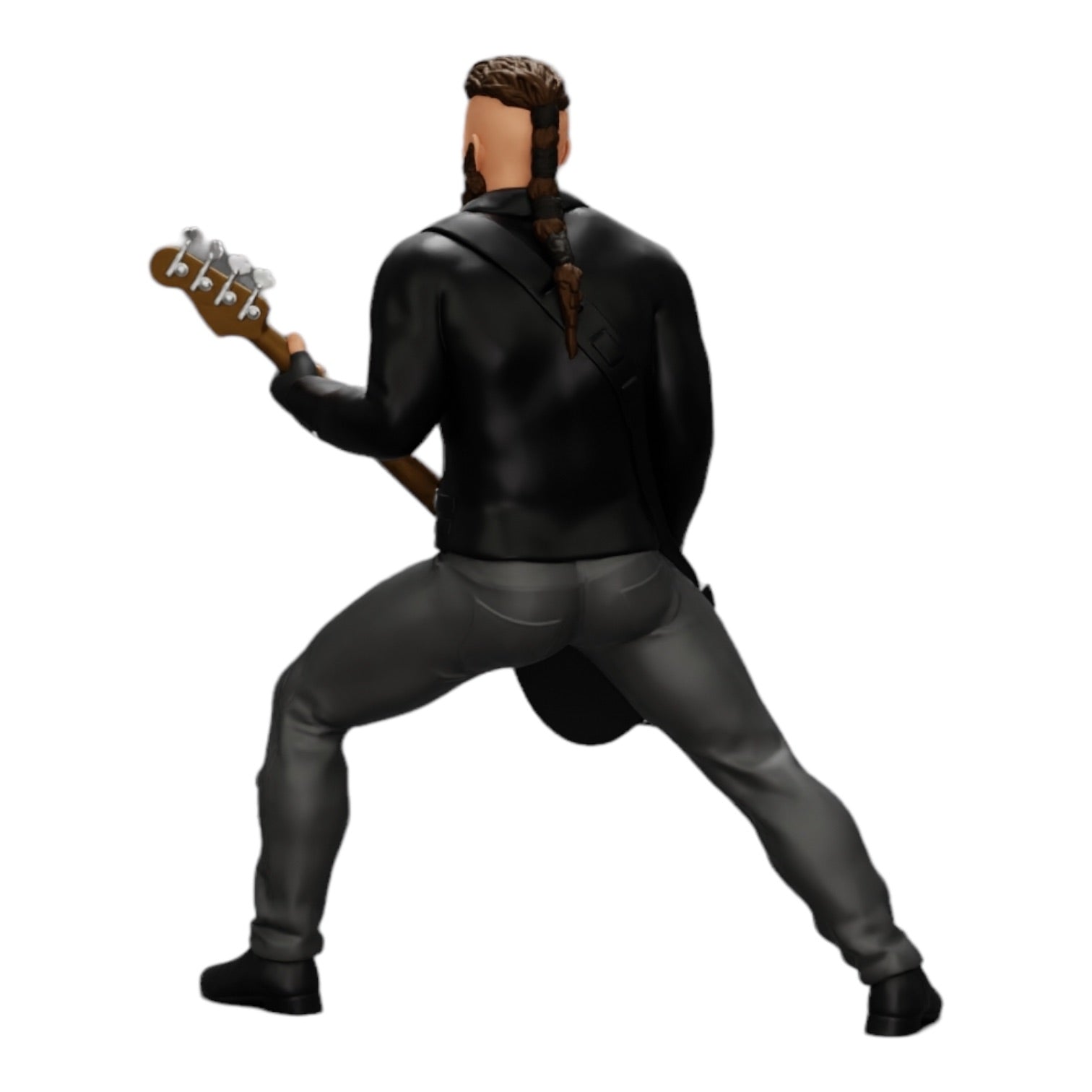 Diorama model building product photo 0: Rockstar playing bass guitar in a leather jacket with long hair and beard (Ref No. A12)