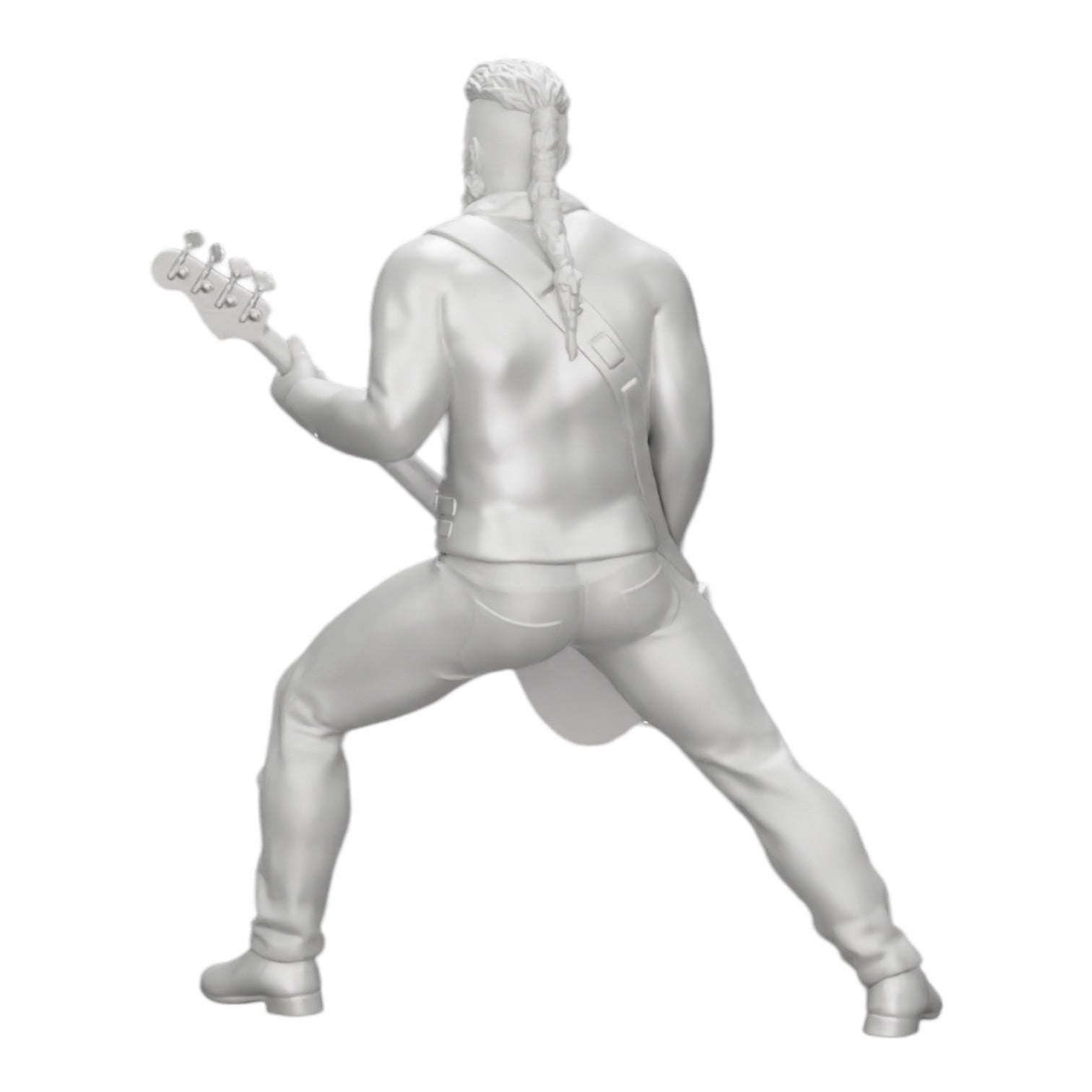 Diorama model building product photo 0: Rockstar playing bass guitar in a leather jacket with long hair and beard (Ref No. A12)
