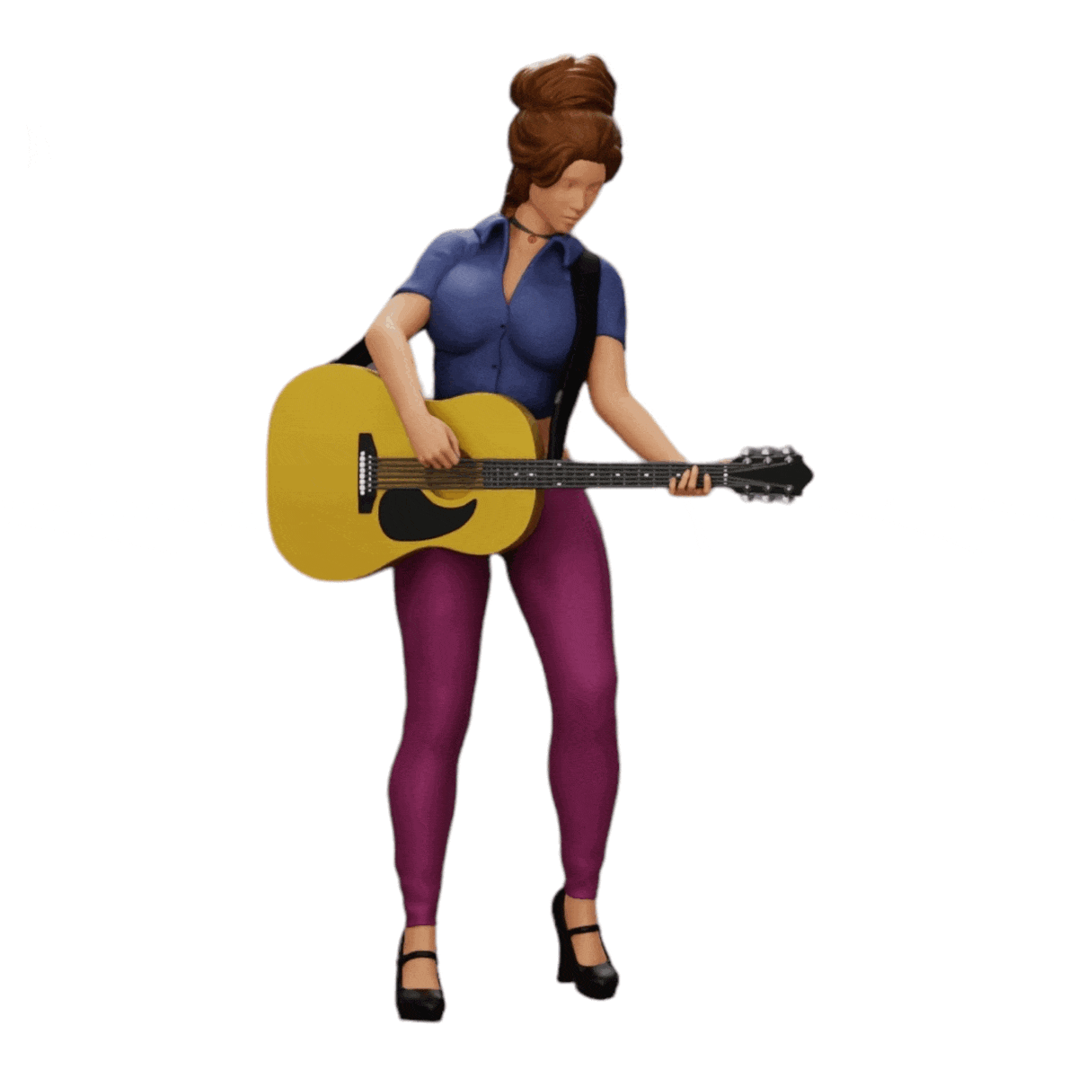 Diorama model building product photo 0: Young woman/musician on stage playing acoustic guitar (Ref No. A13)