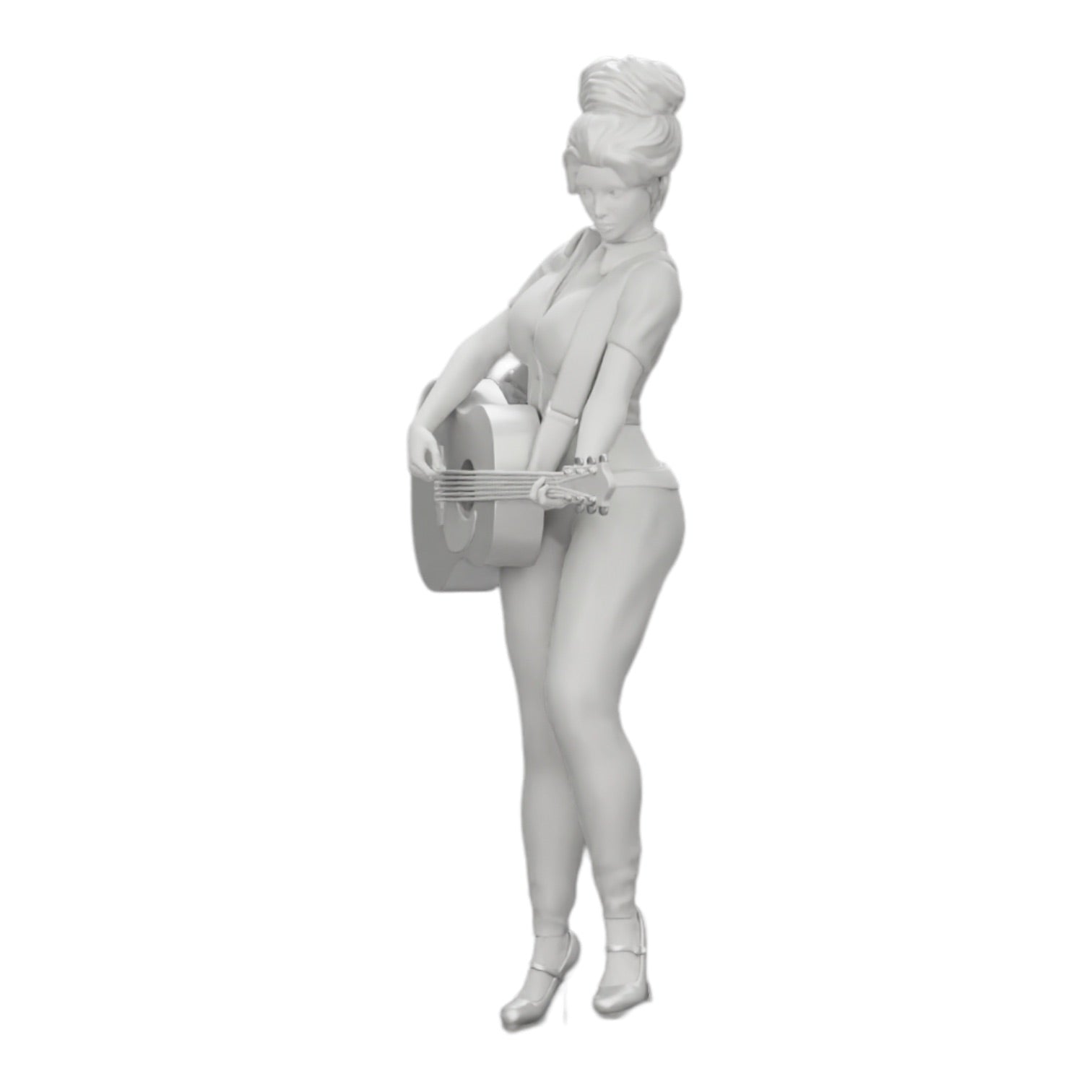 Diorama model building product photo 0: Young woman/musician on stage playing acoustic guitar (Ref No. A13)