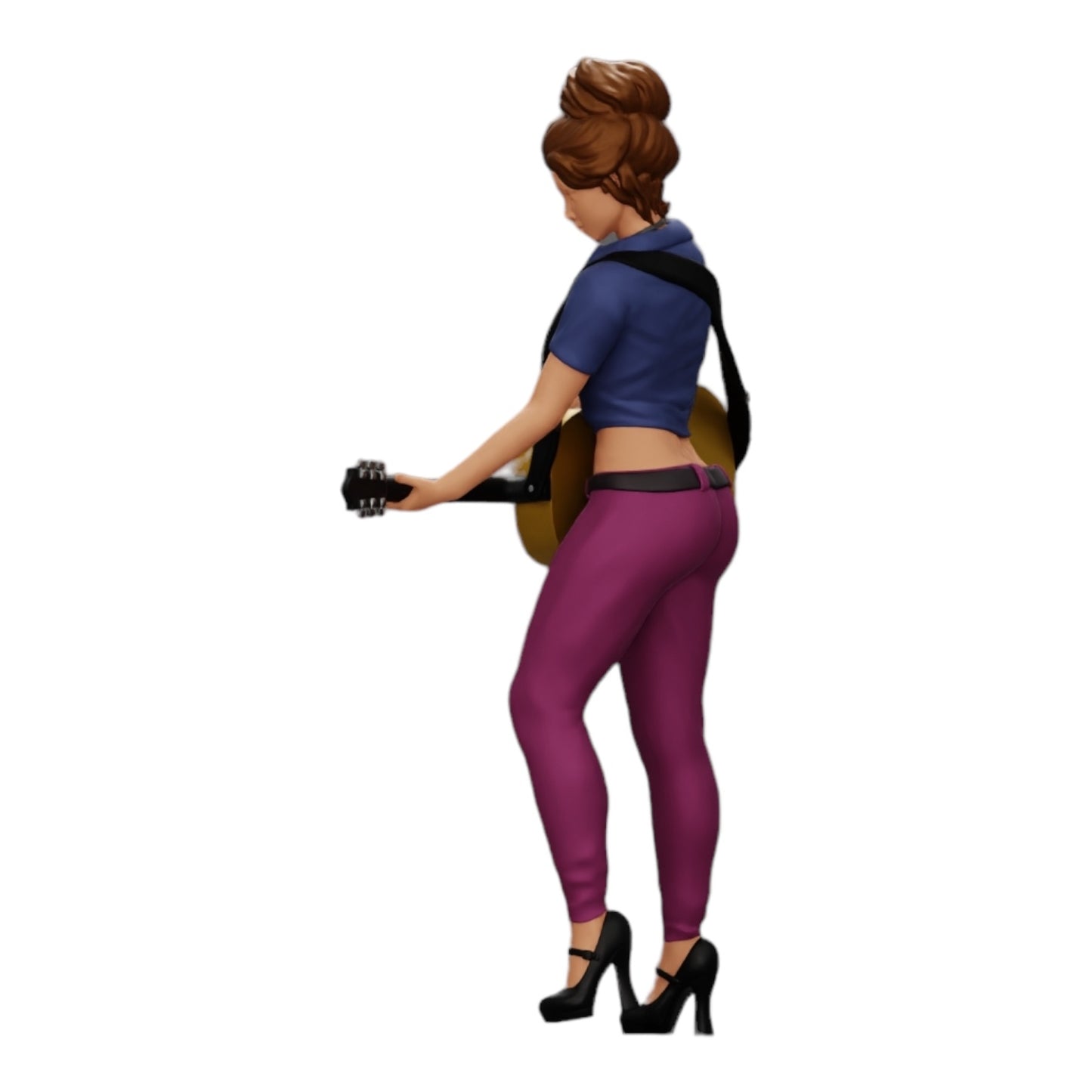 Diorama model building product photo 0: Young woman/musician on stage playing acoustic guitar (Ref No. A13)