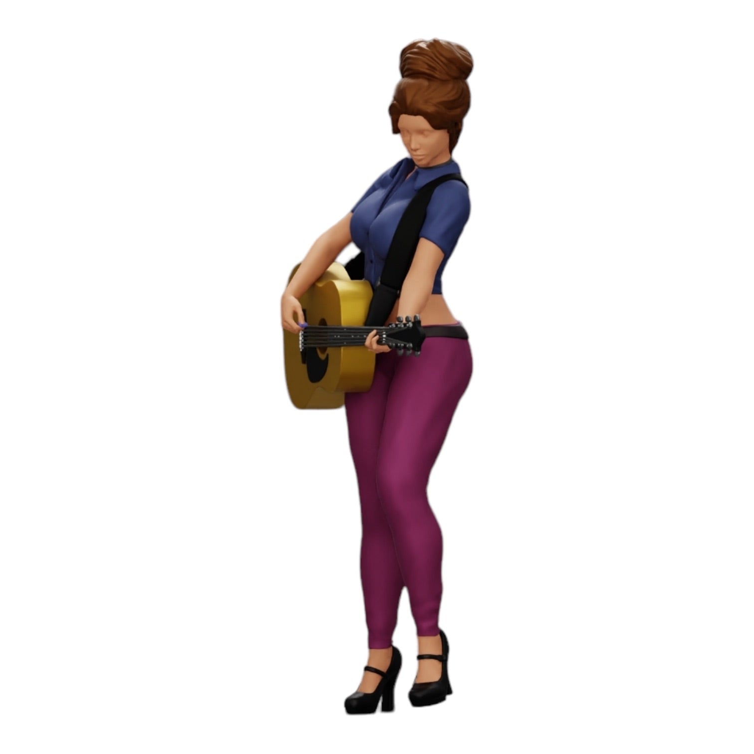 Diorama model building product photo 0: Young woman/musician on stage playing acoustic guitar (Ref No. A13)