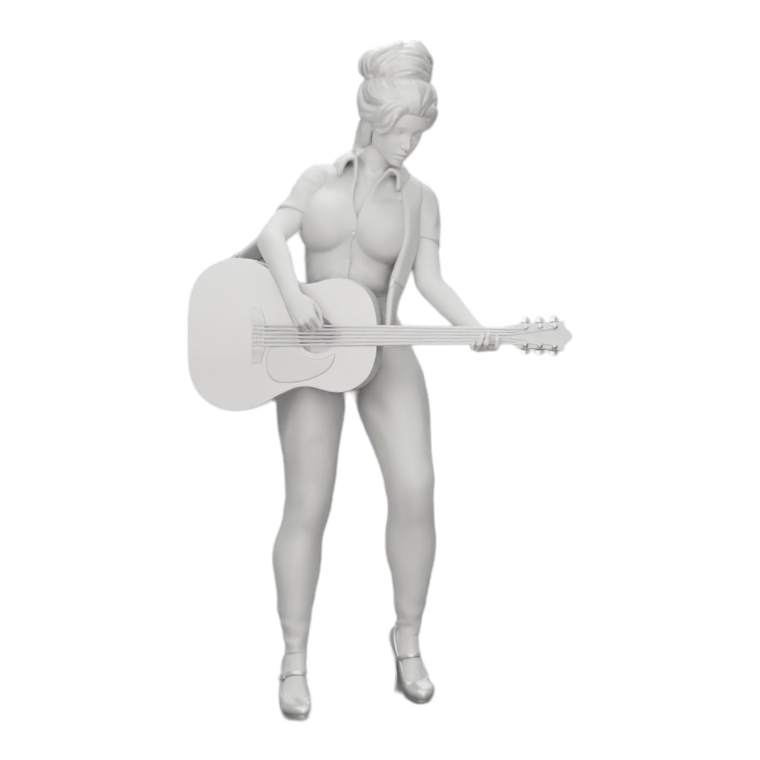 Diorama model building product photo 0: Young woman/musician on stage playing acoustic guitar (Ref No. A13)
