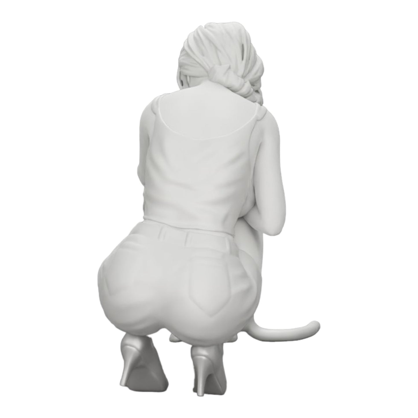 Diorama model building product photo 0: Pretty girl kneeling next to her cat (Ref No. A21)