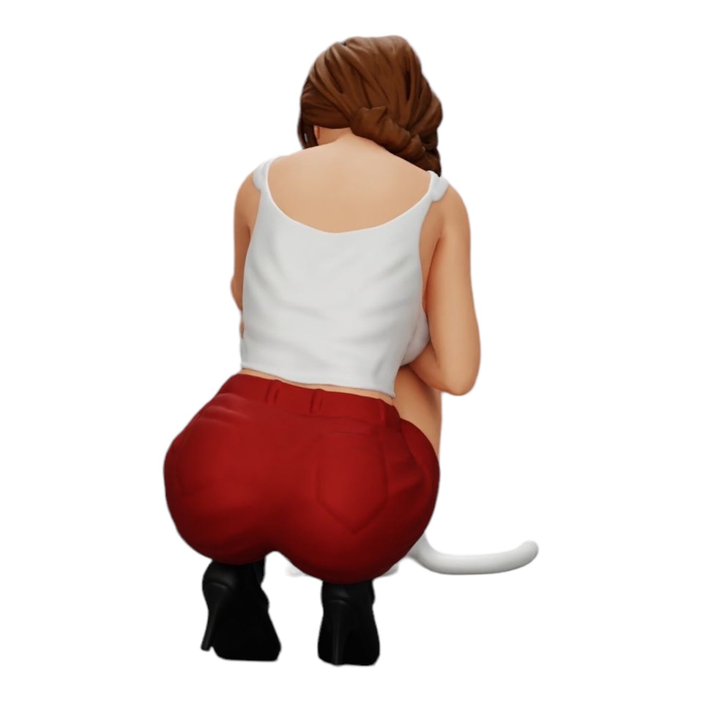 Diorama model building product photo 0: Pretty girl kneeling next to her cat (Ref No. A21)