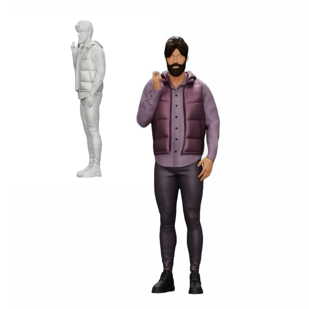 Diorama model building product photo 0: Confident man with beard and jacket stands tall (Ref No. A24)
