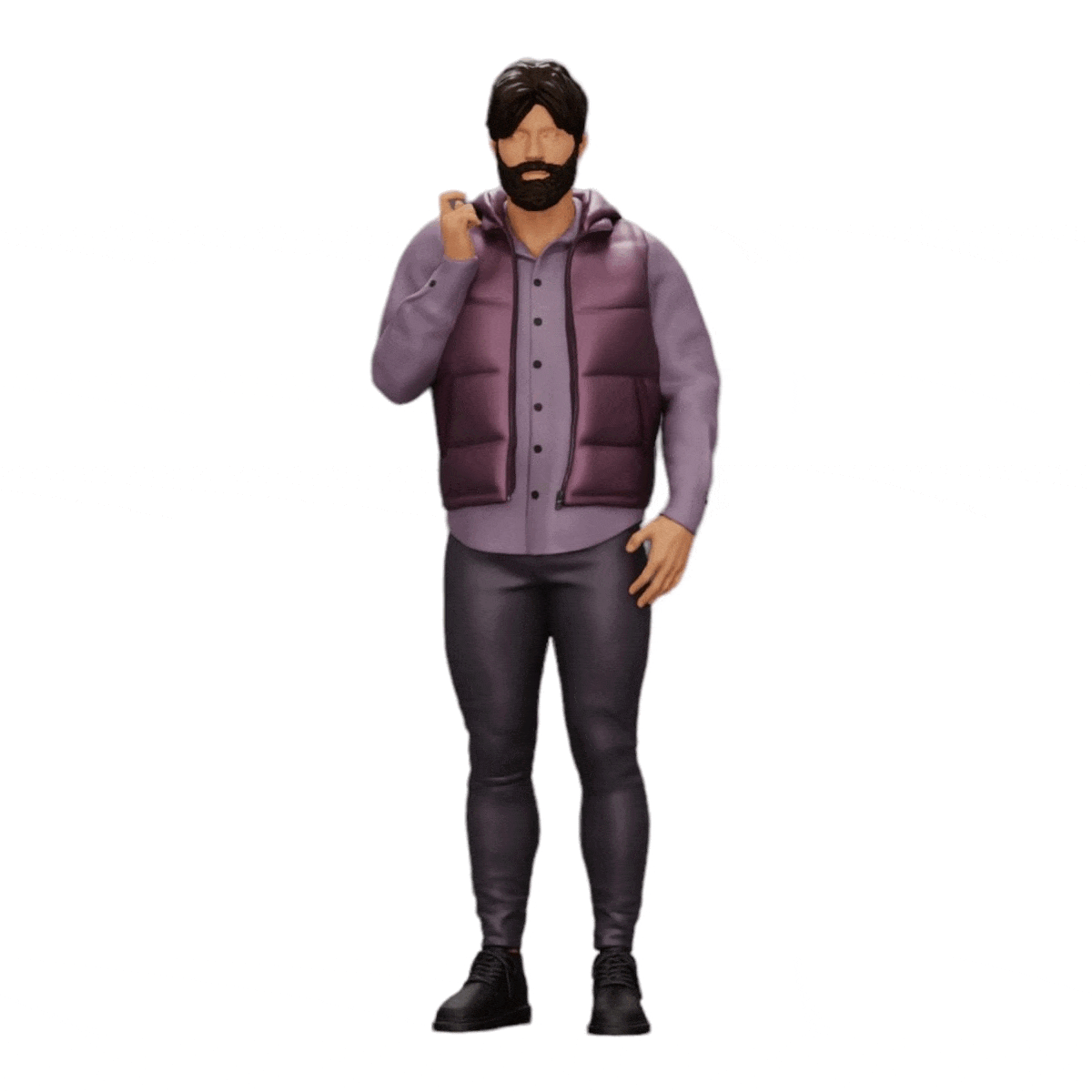 Diorama model building product photo 0: Confident man with beard and jacket stands tall (Ref No. A24)
