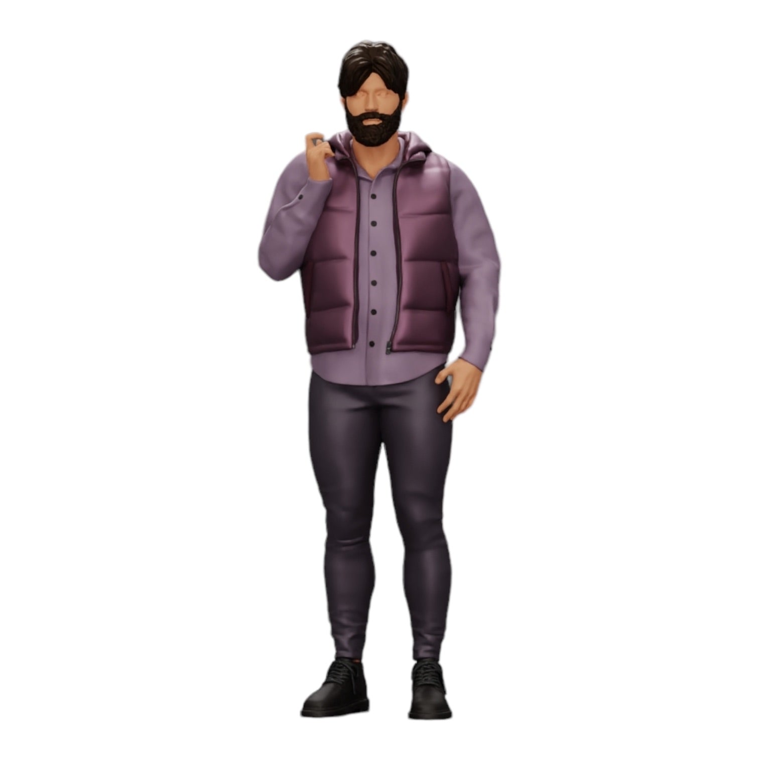 Diorama model building product photo 0: Confident man with beard and jacket stands tall (Ref No. A24)