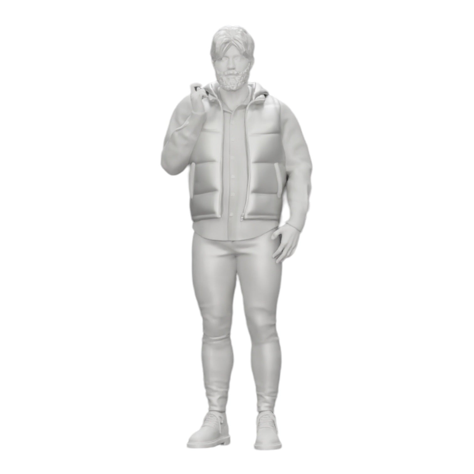 Diorama model building product photo 0: Confident man with beard and jacket stands tall (Ref No. A24)