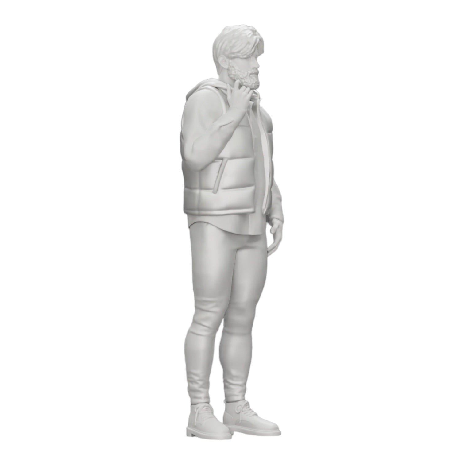 Diorama model building product photo 0: Confident man with beard and jacket stands tall (Ref No. A24)
