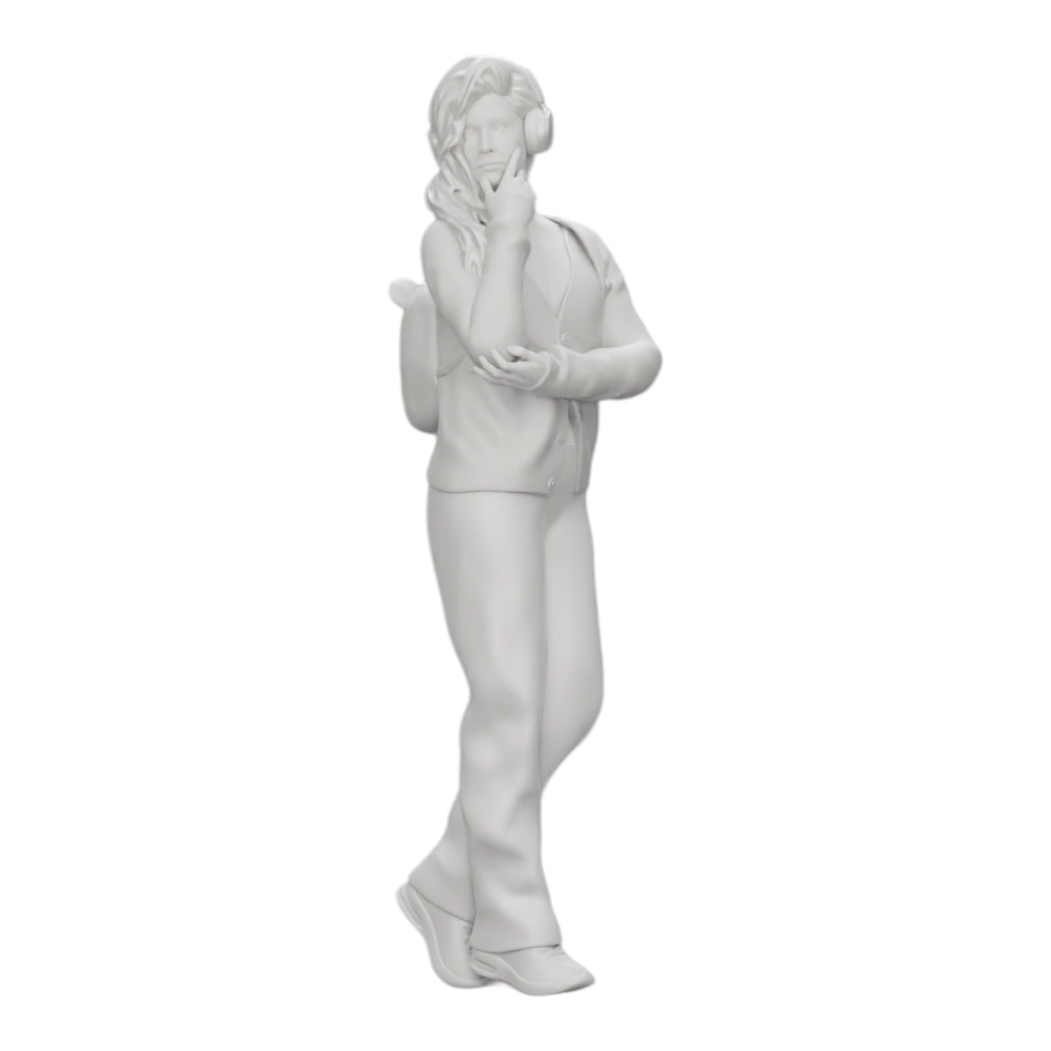 Diorama model building product photo 0: Pensive young woman with headphones and backpack listening to music (Ref No. A25)