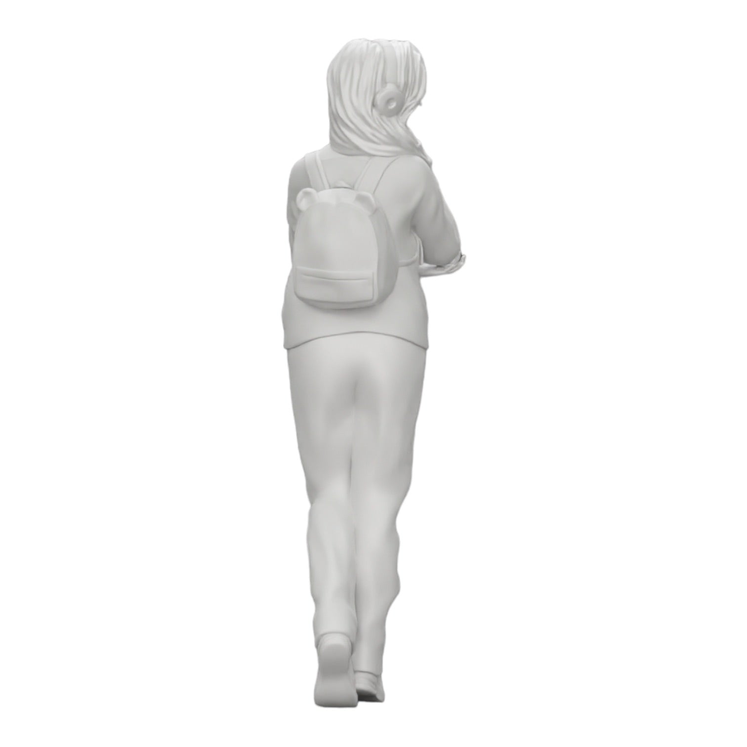 Diorama model building product photo 0: Pensive young woman with headphones and backpack listening to music (Ref No. A25)