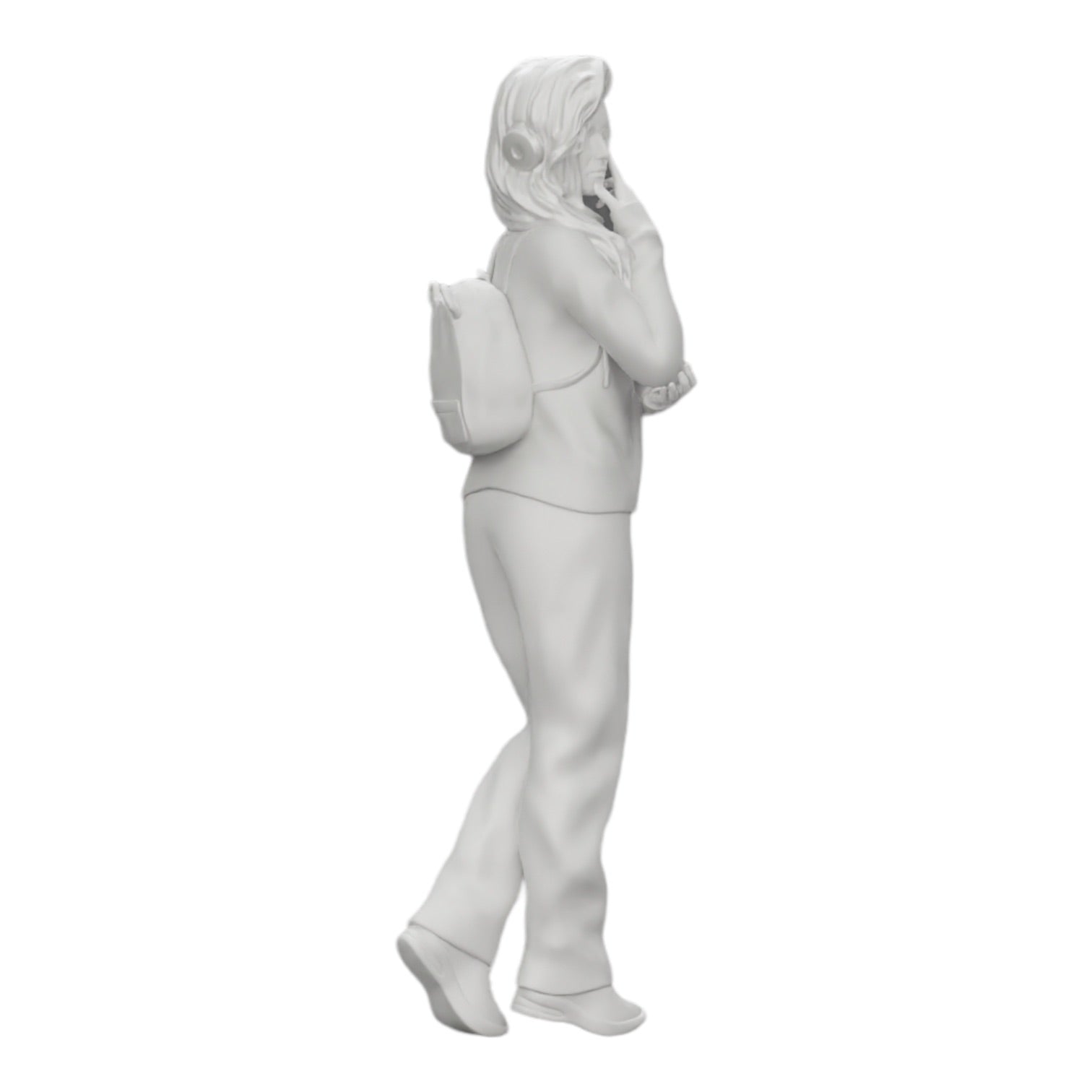 Diorama model building product photo 0: Pensive young woman with headphones and backpack listening to music (Ref No. A25)