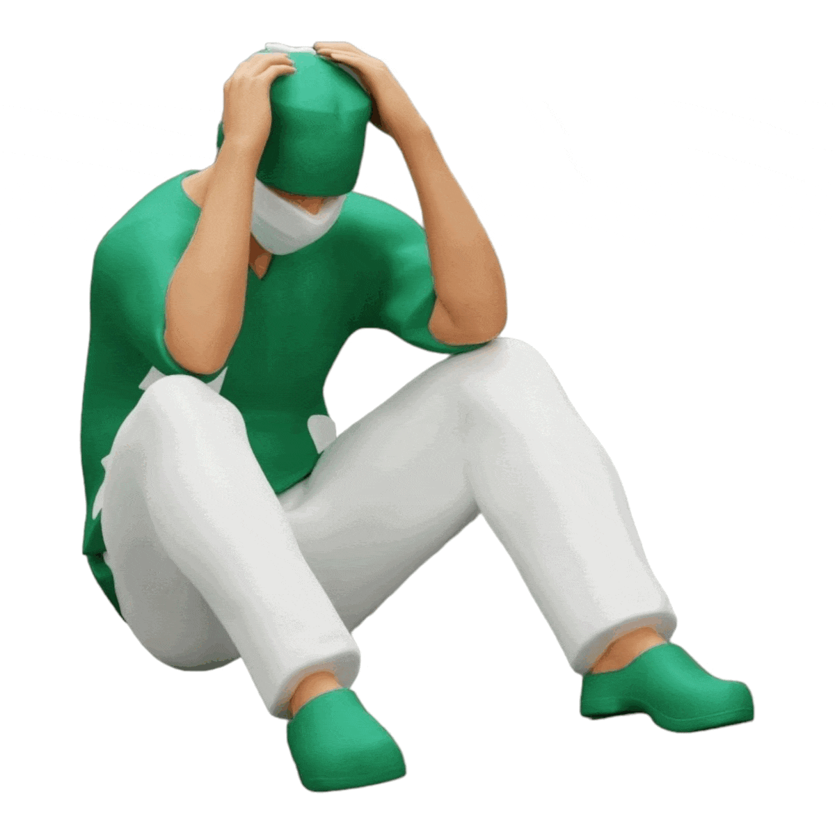 Diorama model building product photo 0: Pensive surgeon sitting on the ground after a failed procedure (Ref No. A31)