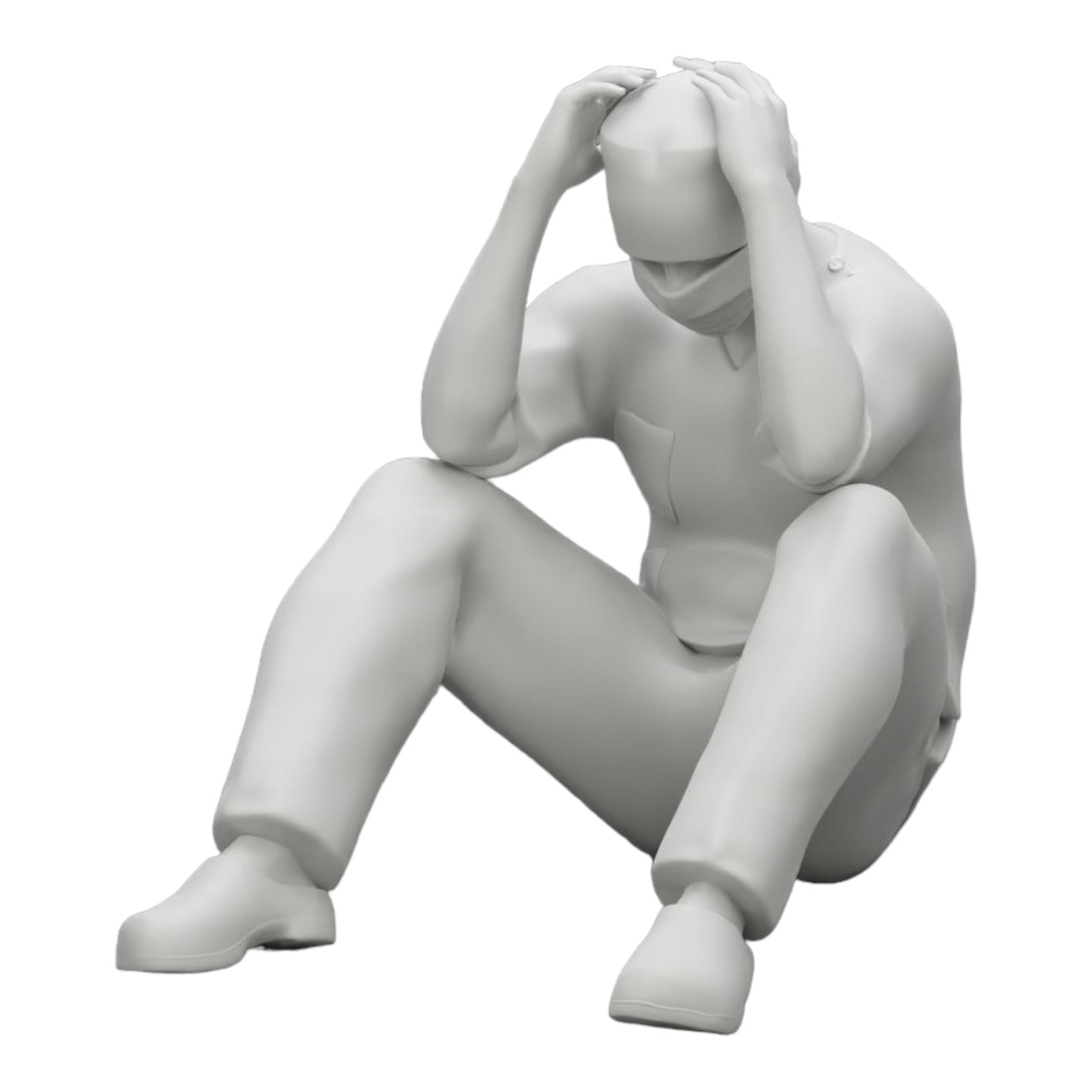 Diorama model building product photo 0: Pensive surgeon sitting on the ground after a failed procedure (Ref No. A31)