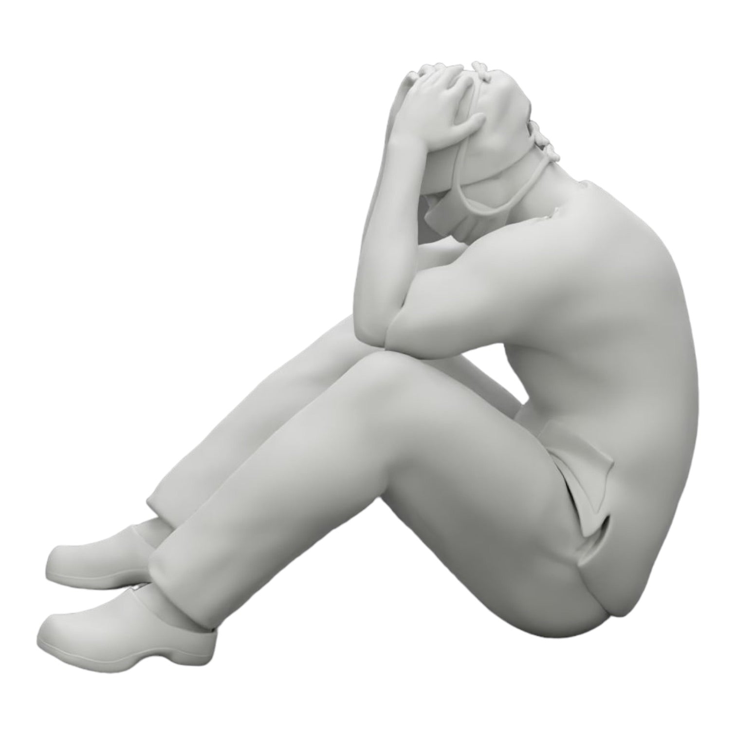 Diorama model building product photo 0: Pensive surgeon sitting on the ground after a failed procedure (Ref No. A31)