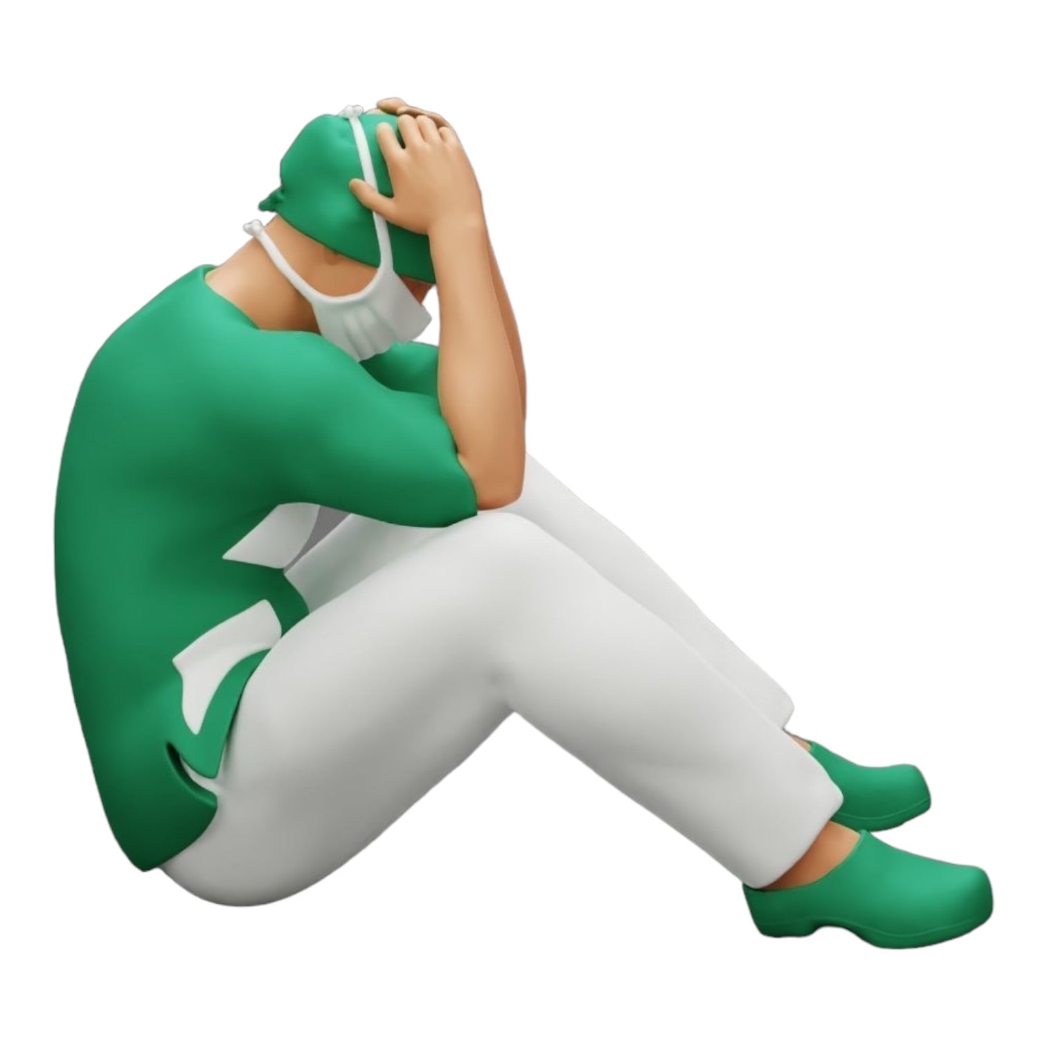 Diorama model building product photo 0: Pensive surgeon sitting on the ground after a failed procedure (Ref No. A31)