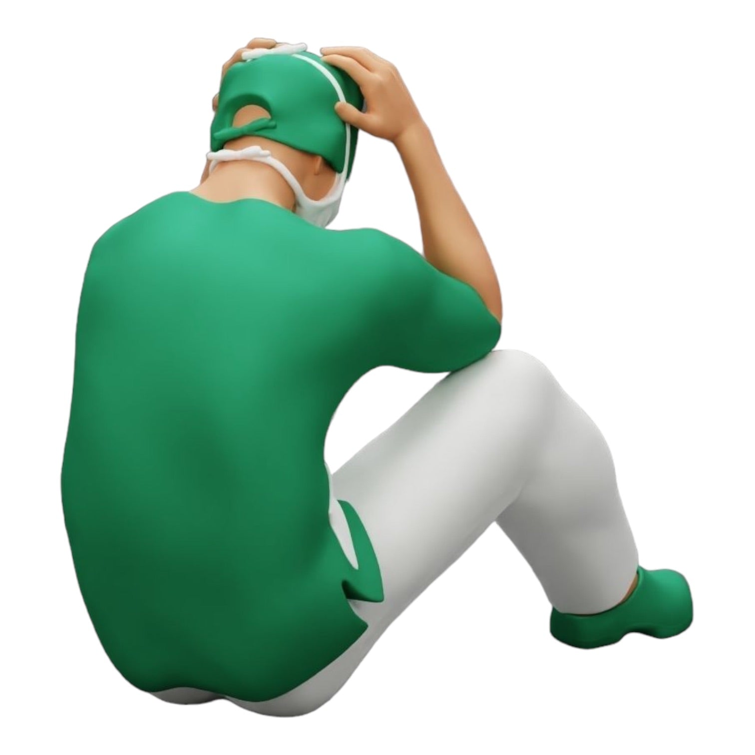 Diorama model building product photo 0: Pensive surgeon sitting on the ground after a failed procedure (Ref No. A31)