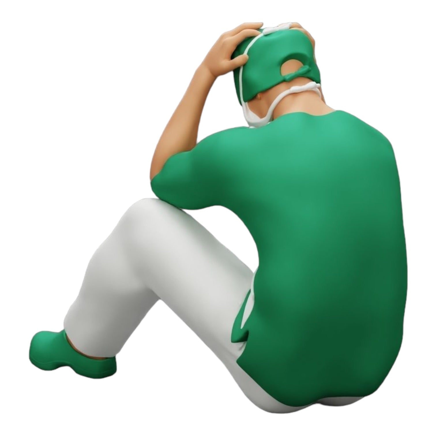 Diorama model building product photo 0: Pensive surgeon sitting on the ground after a failed procedure (Ref No. A31)