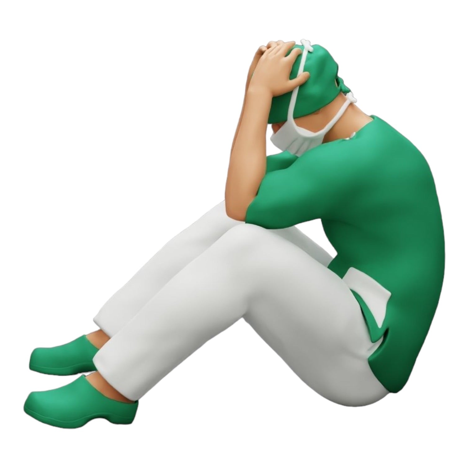 Diorama model building product photo 0: Pensive surgeon sitting on the ground after a failed procedure (Ref No. A31)