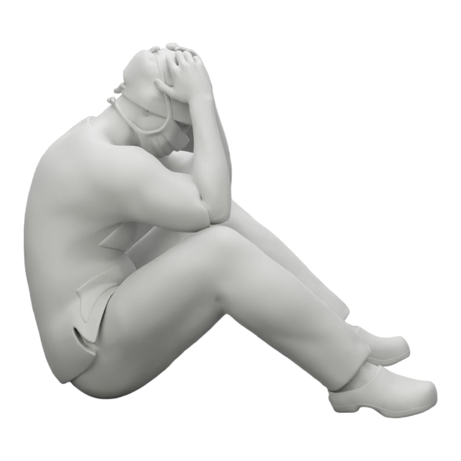 Diorama model building product photo 0: Pensive surgeon sitting on the ground after a failed procedure (Ref No. A31)